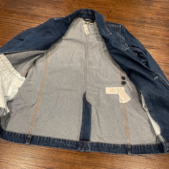 Madewell Blue Denim Jean Double Breasted Blazer Sports Jacket Deardorff Wash XS - Picture 7 of 16